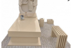 pomnik nowoczesny z kwarcytu wraz z rzezba z piaskowca karczew