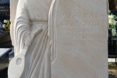564 Pomnik nowoczesny granitowy z rzezba aniola z piaskowca, Rybnik, rzeźbiarz Janusz Moroń