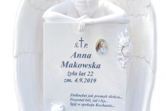 314 Rzezba pelnoplastyczna aniola z marmuru bialego Thassos- nagrobki z rzezba, Leszno,  rzezbiarz Janusz Moroń